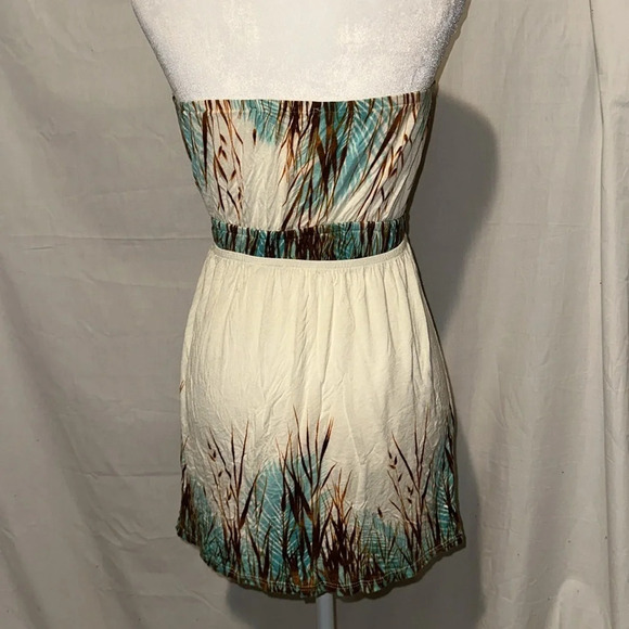lush cream blue brown strapless top size small - Picture 2 of 4